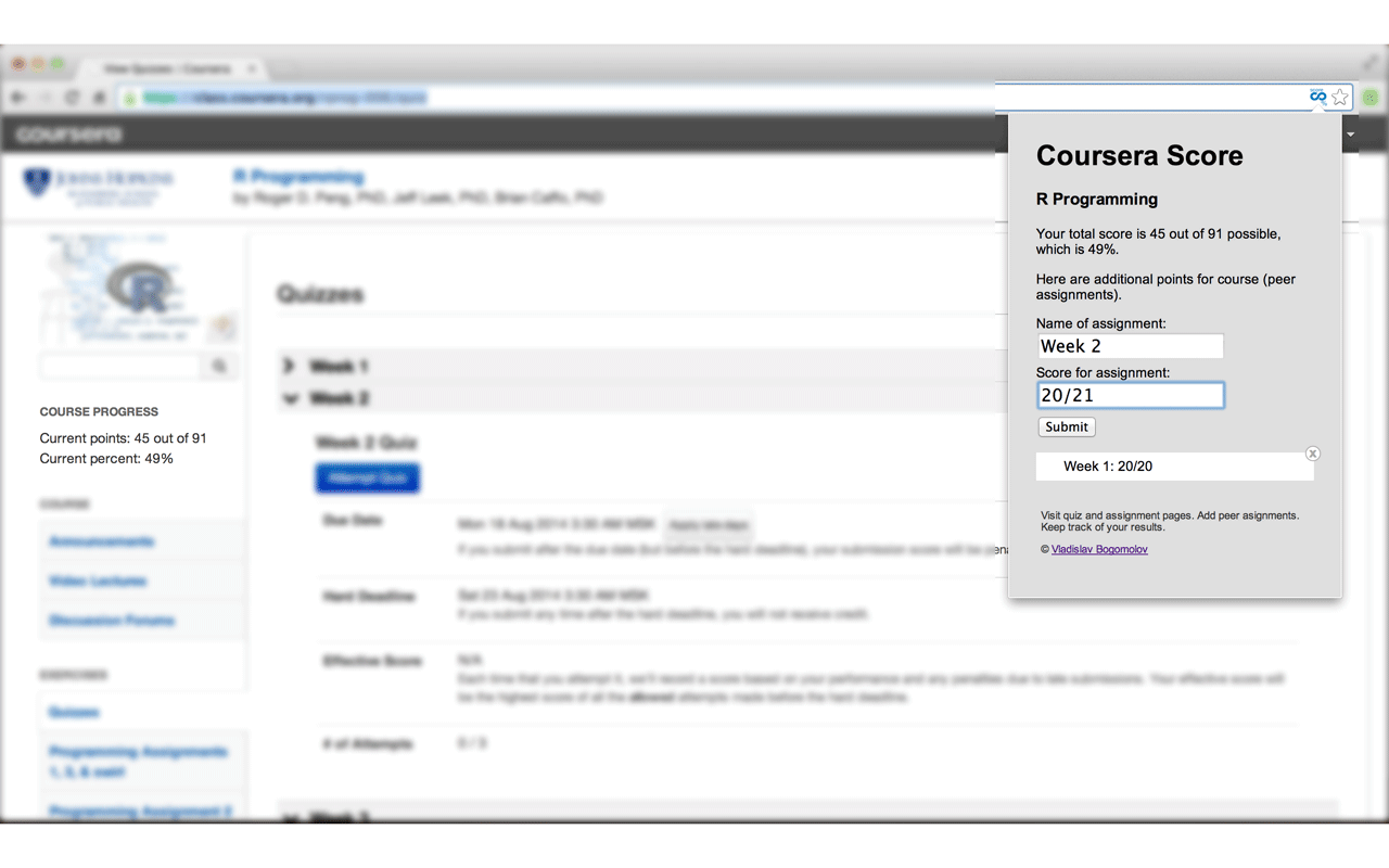 Пишем Chrome расширение на CoffeeScript — подсчет баллов на Coursera