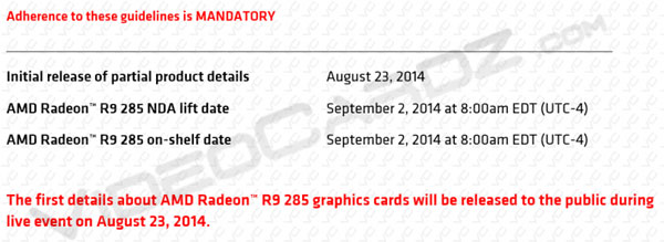 AMD Radeon R9 285 можно будет купить начиная со второго сентября