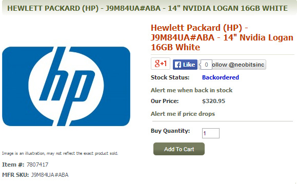 Хромбук HP на платформе Nvidia Tegra K1 уже замечен в интернет-магазине