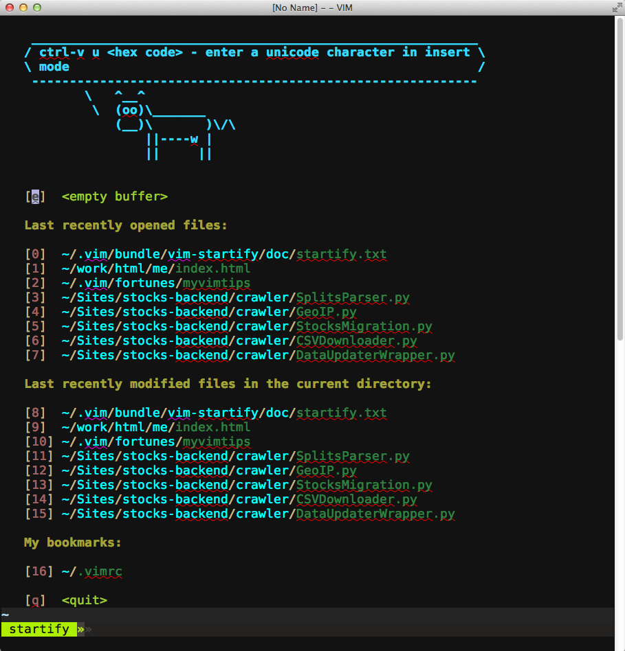 Настройка стартового экрана Vim image