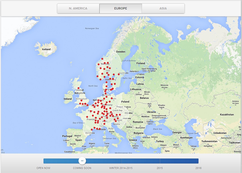 Tesla Motors расширяет сеть зарядных станций: к 2016 электро АЗС появятся в России, Украине, Молдове