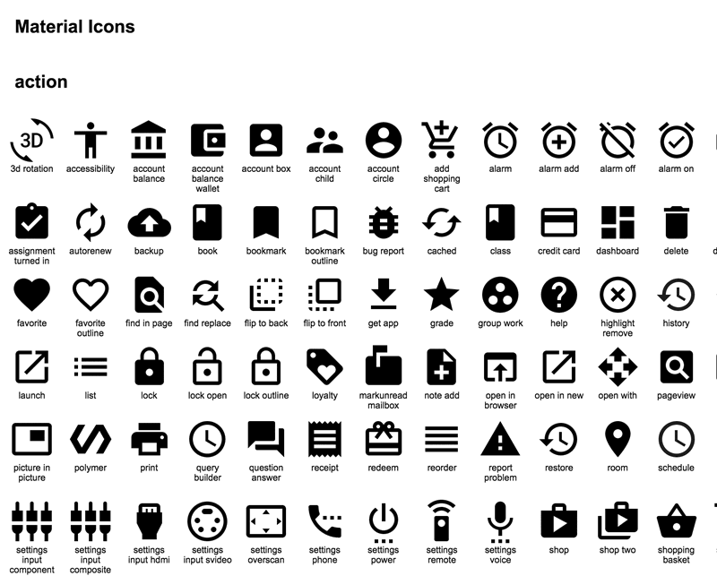 Набор иконок Material Design от Google