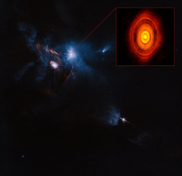 На изображении показано местоположении звезды HL Tau 76 в туманности