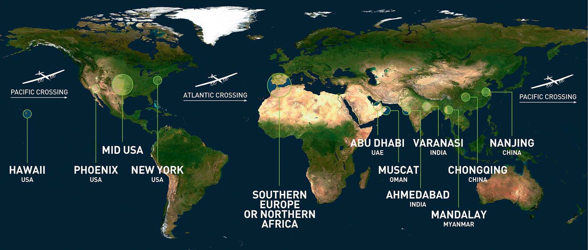 Команда Solar Impulse опубликовала маршрут кругосветного путешествия - 1