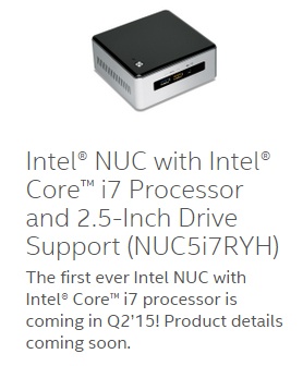  Intel NUC на базе процессора Intel Core i7 (Broadwell) выйдет во втором квартале