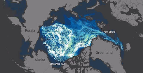Ученые показали 30 летнее движение льдов Арктики в одноминутном видео