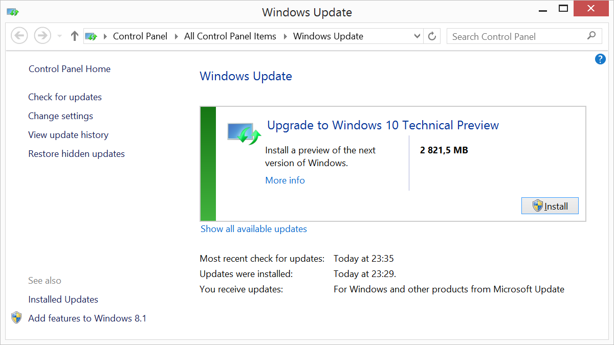 Обновление с Windows 7-8.1 до Windows 10 TP через Windows Update - 9