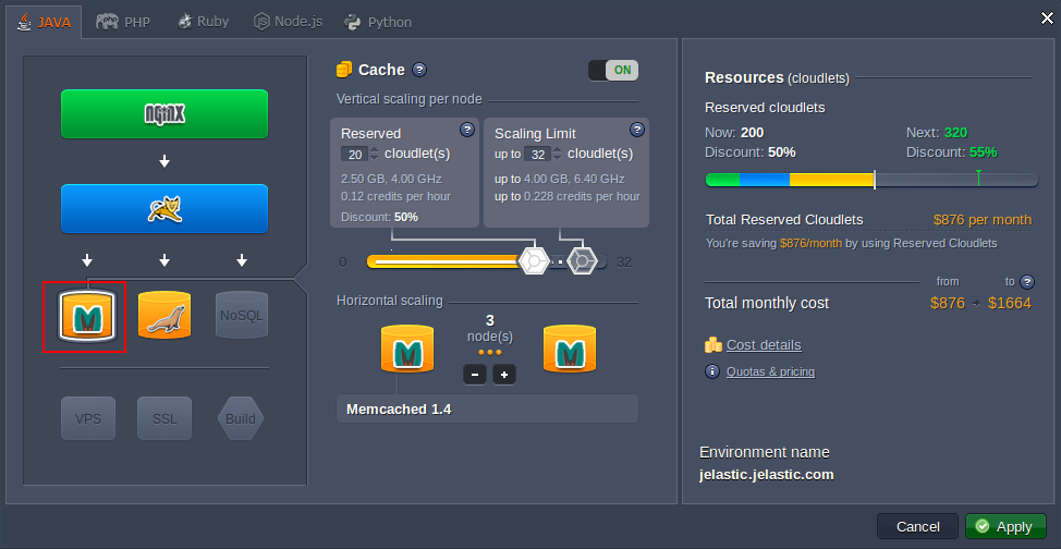 Обновление облачной платформы Jelastic 2.5 — масштабирование на лету - 8 image