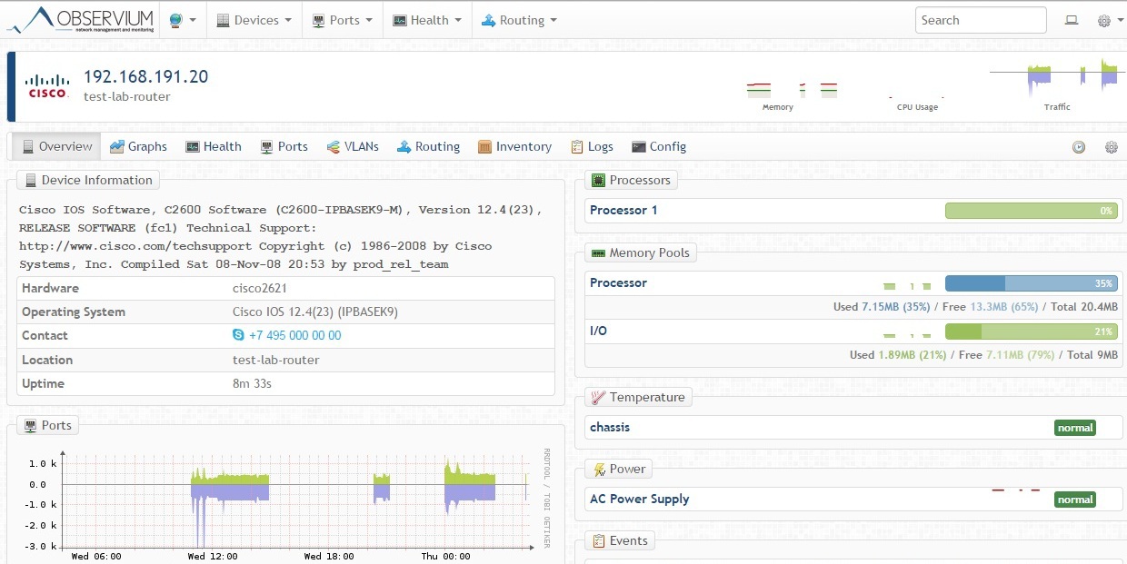 Мониторинг сетевого оборудования Cisco в системе Observium - 3
