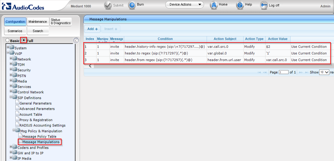 Audiocodes + Lync 2013 + провайдер, не поддерживающий History-info - 5