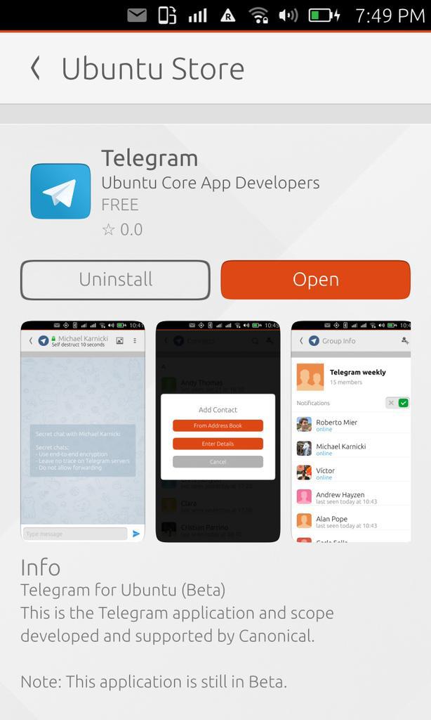 «Телеграм» стал дефолтным мессенджером на Ubuntu Phone - 2
