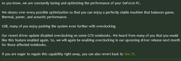 Тем, кто не может ждать, Nvidia советует вернуться к версии 344.75