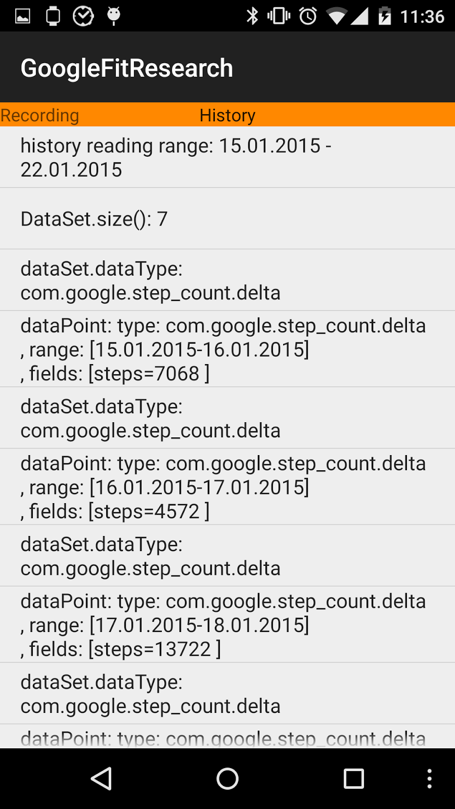 GoogleFit API — стартуем и видим результат - 10