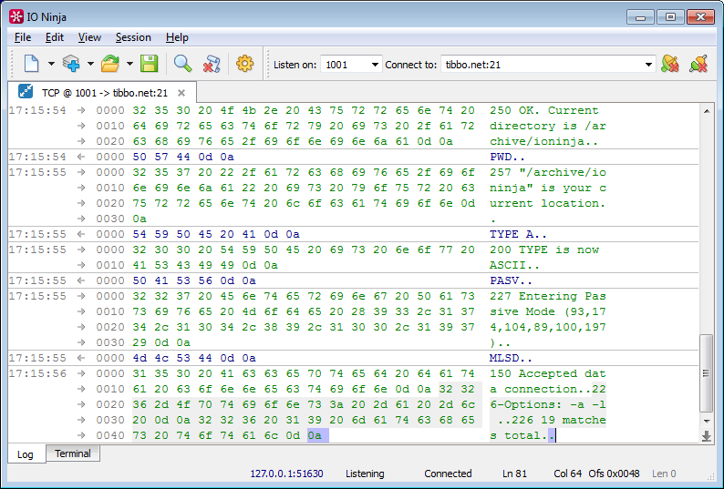 ftp sniffing with tcp proxy