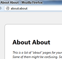 Страница about:about в Firefox - 1