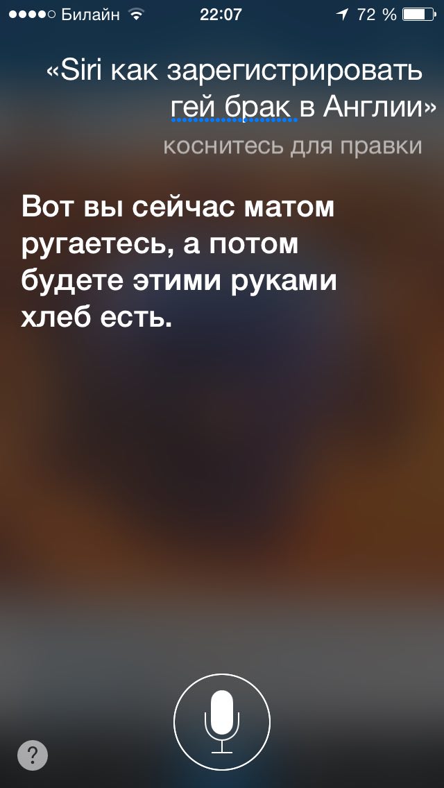 Русская Siri перестала воспринимать запросы о геях как ругательные - 1