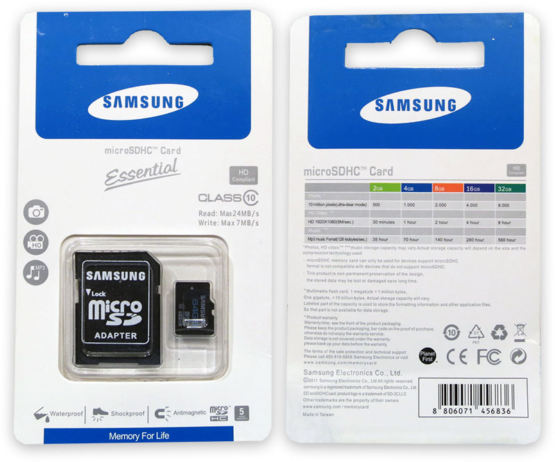 Подделка на Samsung Essential 64GB Micro SD