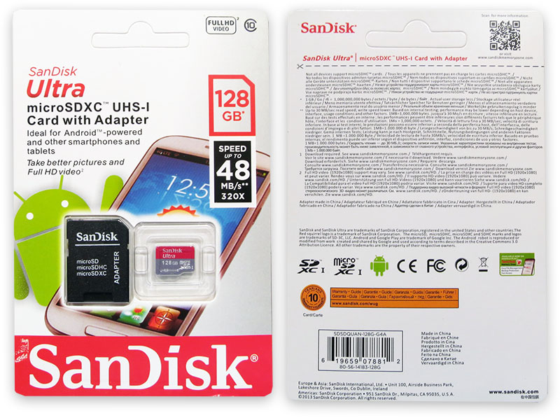 Подделка на Sandisk Ultra 128GB Micro SD