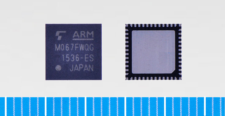 Модель Toshiba TMPM066FWUG заключена в корпус LQFP размерами 10 х 10 мм с 64 выводами