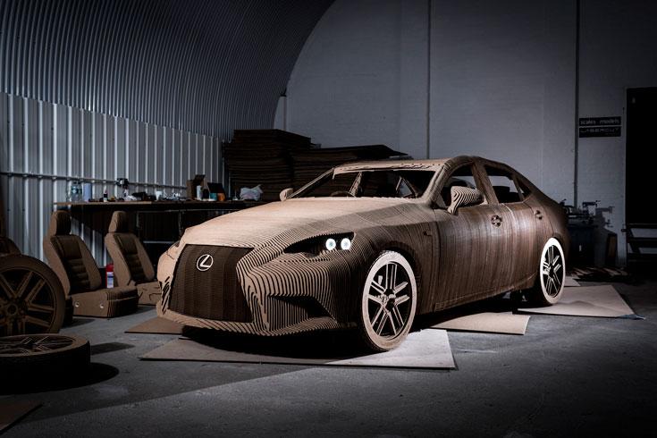 Origami Car — картонная копия электромобиля Lexus IS, в которой можно ездить