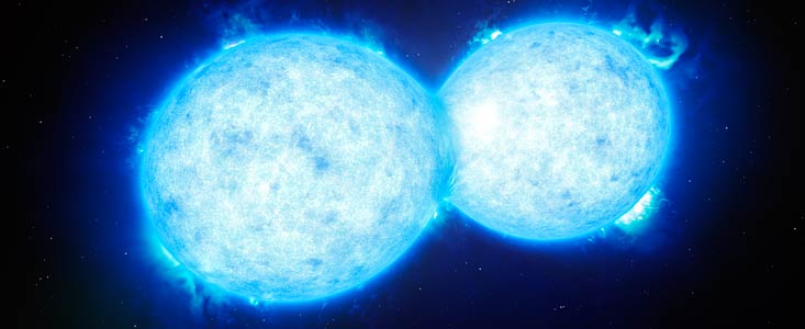Астрономы при помощи VLT обнаружили самую горячую и массивную контактную двойную звезду - 1