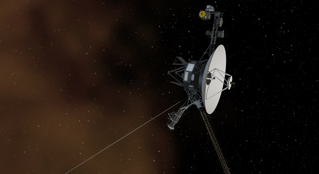 This artist's concept shows the Voyager 1 spacecraft entering the space between stars.