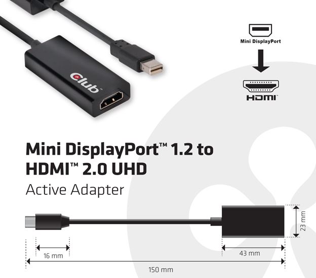 Переходники DisplayPort 1.2 to HDMI 2.0 и mini-DisplayPort 1.2 to HDMI 2.0 поддерживают разрешение 3840 x 2160 пикселей с кадровой частотой до 60 к/с