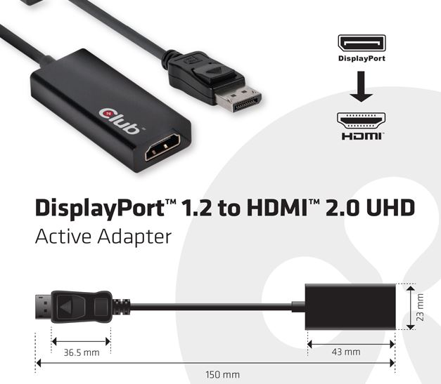 Переходники DisplayPort 1.2 to HDMI 2.0 и mini-DisplayPort 1.2 to HDMI 2.0 поддерживают разрешение 3840 x 2160 пикселей с кадровой частотой до 60 к/с
