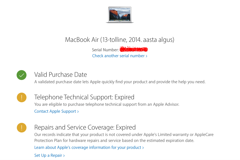 Купив MacBook у официального поставщика, можно остаться без официальной гарантии Apple. UPD. Но я добился успеха - 3
