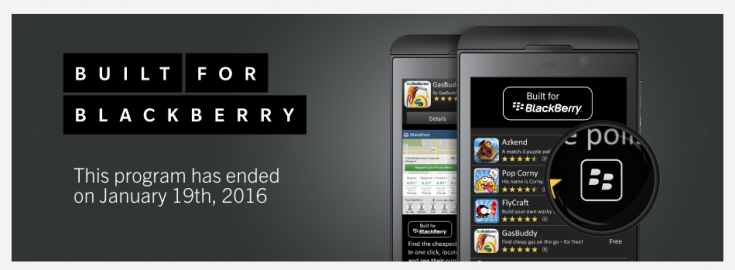 Программа Built for BlackBerry больше не существует