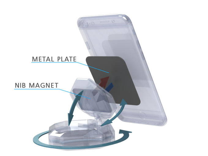 Смартфон удерживается на креплении Bluejay с помощью магнита