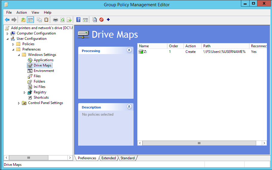 Добавление сетевых дисков с персональными папками для пользователей через GPP на примере Windows Server 2012R2 - 6