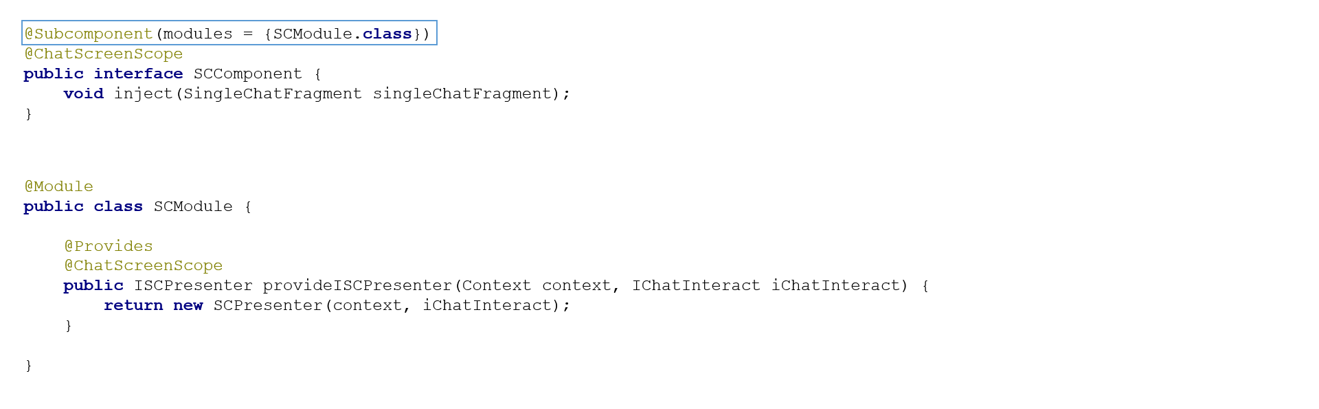 Dagger 2. Часть вторая. Custom scopes, Component dependencies, Subcomponents - 12 image