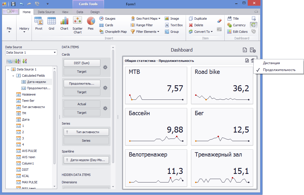 Визуализируем данные тренировок с DevExpress Dashboard - 4