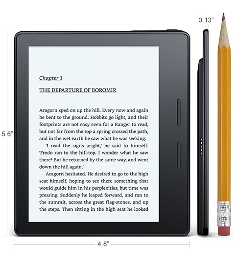 Электронная книга Amazon Kindle Oasis оснащена шестидюймовым экраном