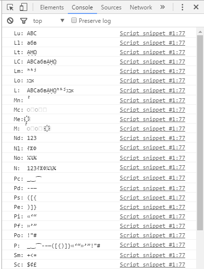 Unicode character properties в регулярных выражениях V8 - 2