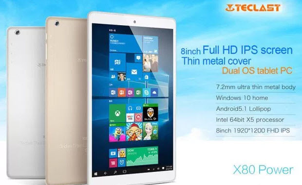 Teclast X80 Power — металлическая версия доступного планшета с Windows 10 и Android 5.1 
