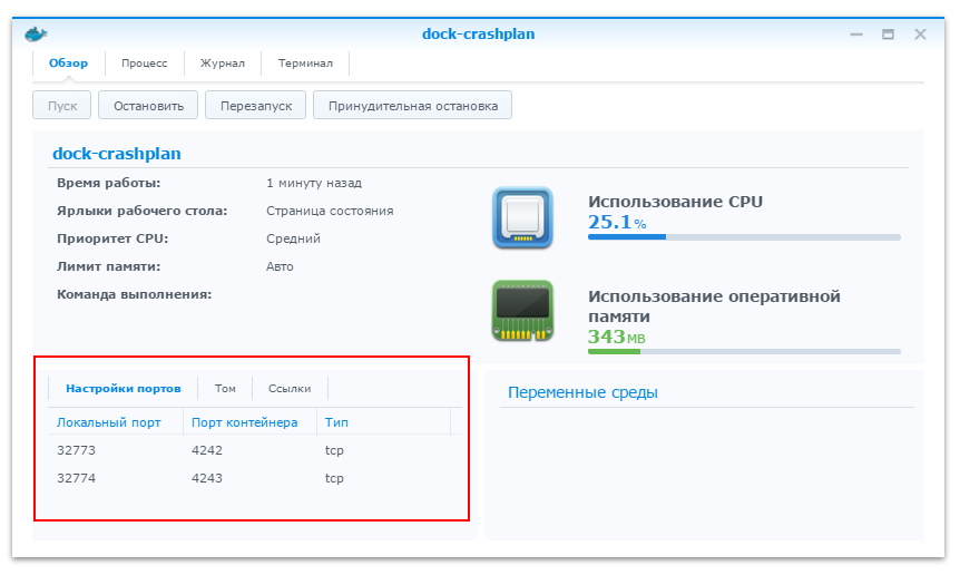 Установка CrashPlan в Docker-контейнер на NAS Synology - 4