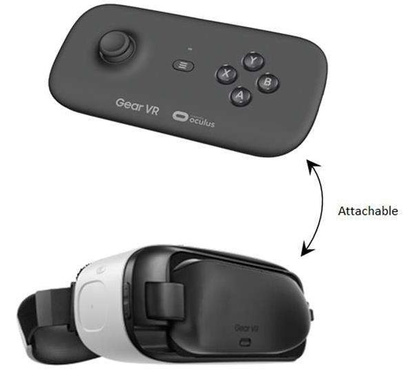 Контроллер для гарнитуры Samsung Gear VR оснащен аналоговым джойстиком и шестью кнопками