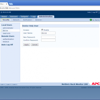 Сравнение систем мониторинга Vutlan SC8100 и APC NetBotz Rack Monitor 200 - 38