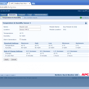 Сравнение систем мониторинга Vutlan SC8100 и APC NetBotz Rack Monitor 200 - 9