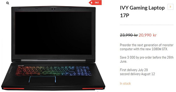 Ноутбук IVY 17P оснащен видеокартой Nvidia GeForce GTX 1080M