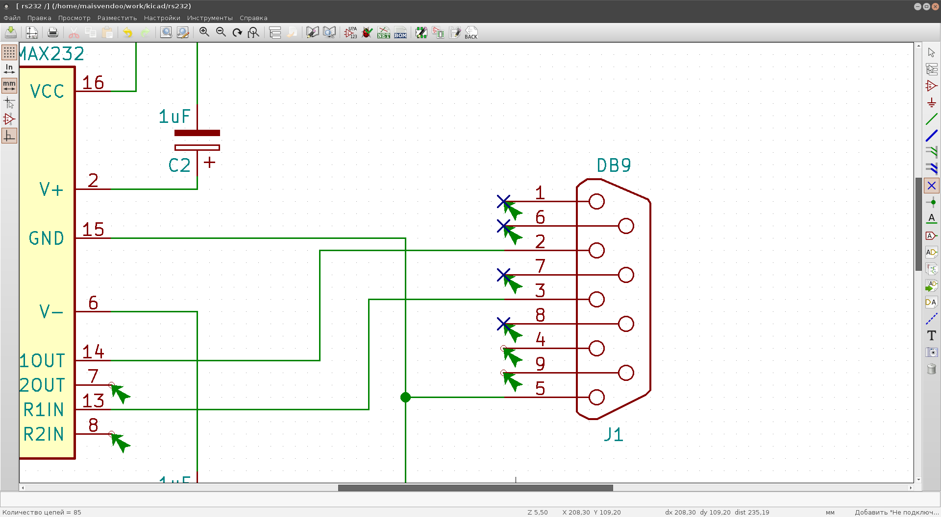 Трассировка печатной платы в KiCAD - 12