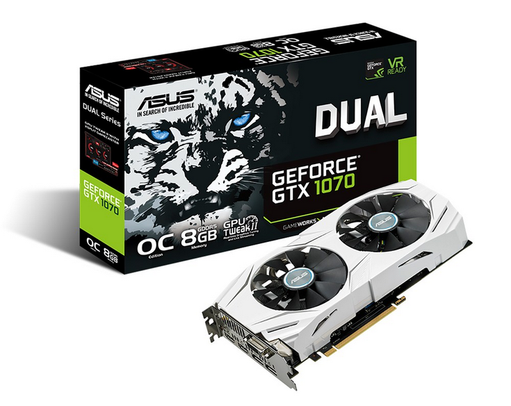 Видеокарта Asus Dual GeForce GTX 1070 работает на частоте до 1771 МГц