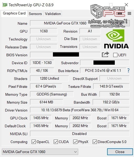 Мобильная карта GeForce GTX 1060 получит 1280 ядер CUDA