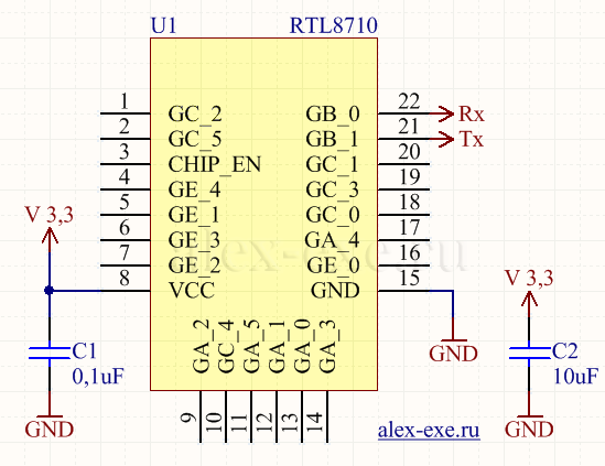 Схема подключения RTL8710