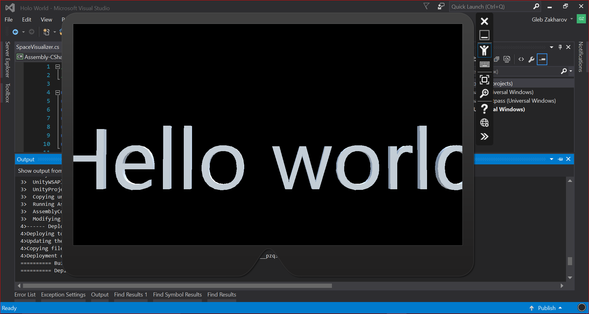 Пишем Hello World для HoloLens - 15