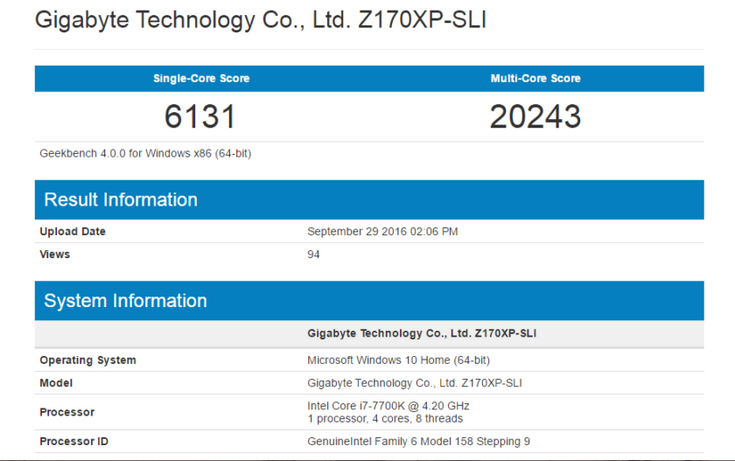 Intel Core i7-7700K на 42% быстрее Intel Core i7-6700K