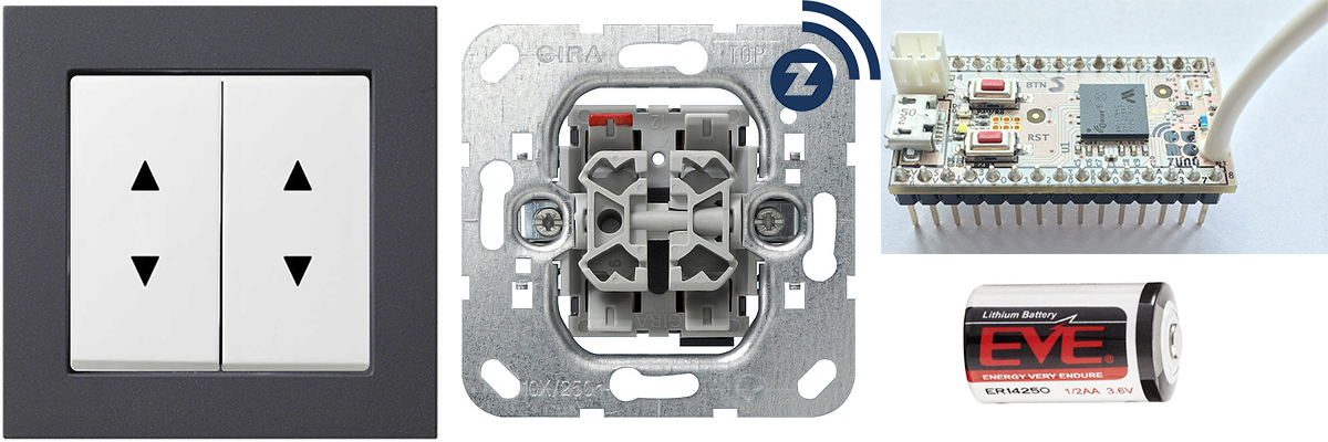Выключатель Gira + Z-Wave. 4-кнопочный радио выключатель на базе Z-Uno - 1