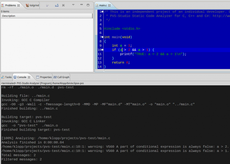 Встраиваем PVS-Studio в Eclipse CDT (Linux) - 3